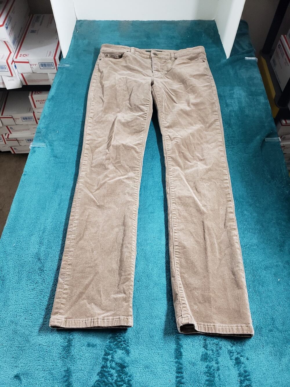 Lauren Ralph Lauren Jeans Size 6 Women Beige Ladies Mid Rise Corduroy Straight